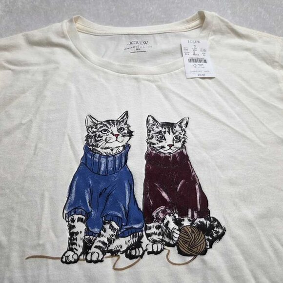 New L XL 3X J Crew Factory collector tee cats in sweaters graphic t-shirt - Picture 3 of 8